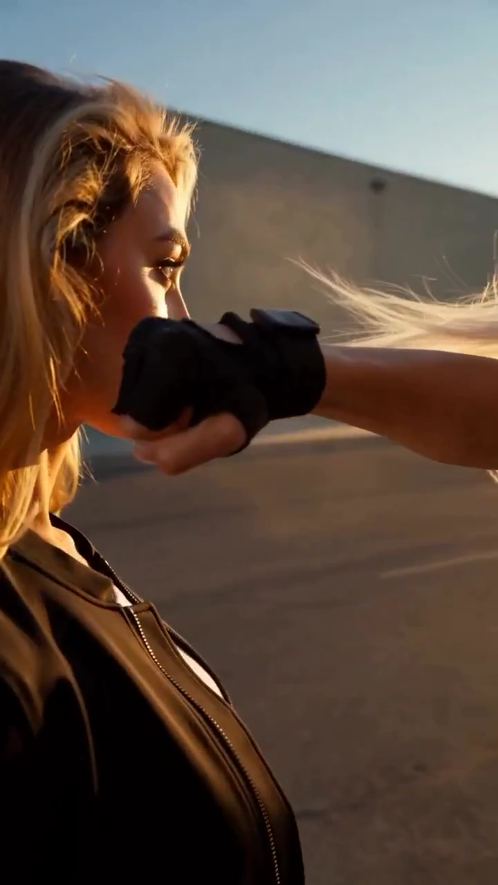 Fashion Fight Unfolds on an Industrial Street at Sunset