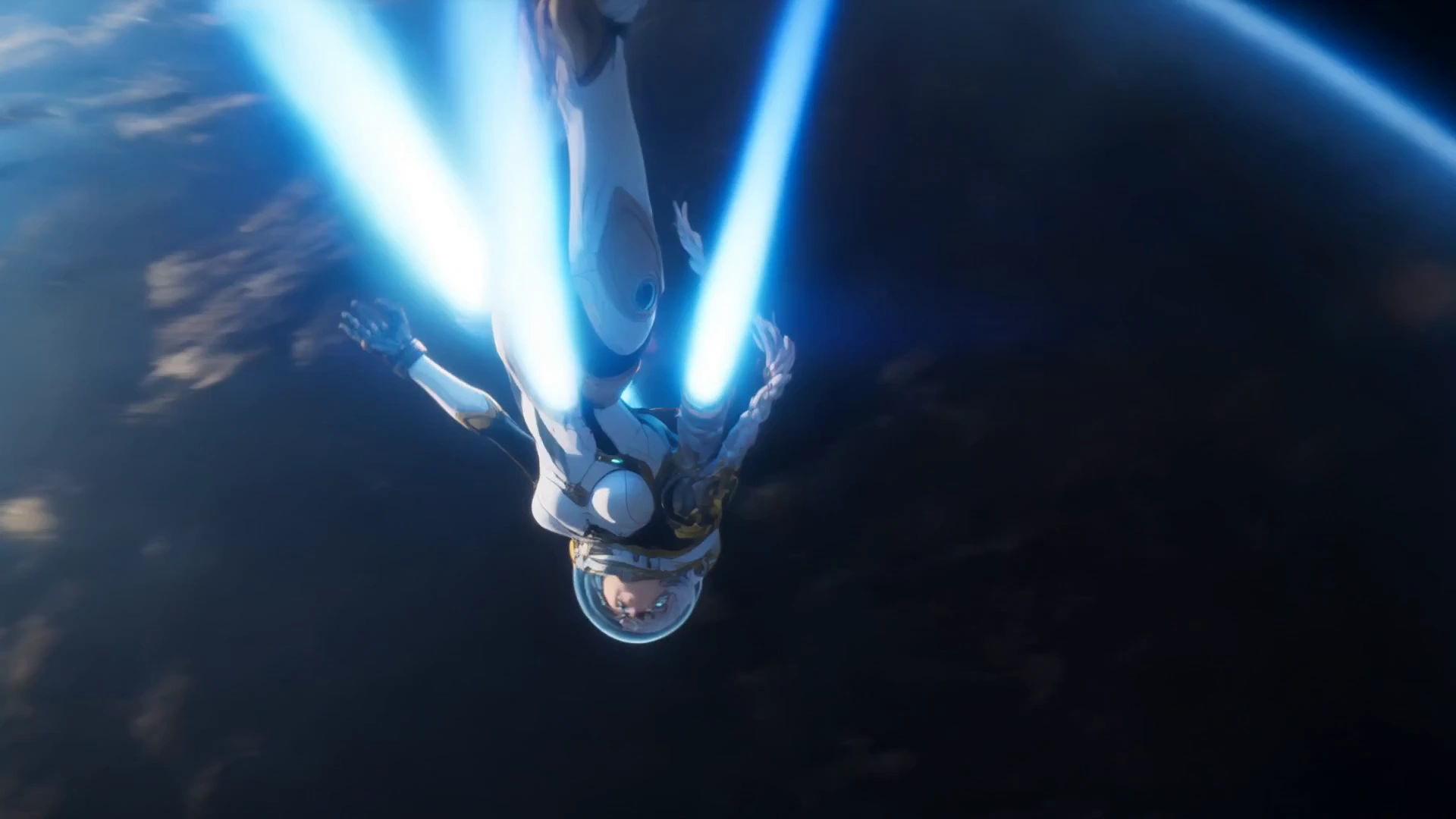 A Single Unbroken Thruster Burn Across a Glowing Blue Planet