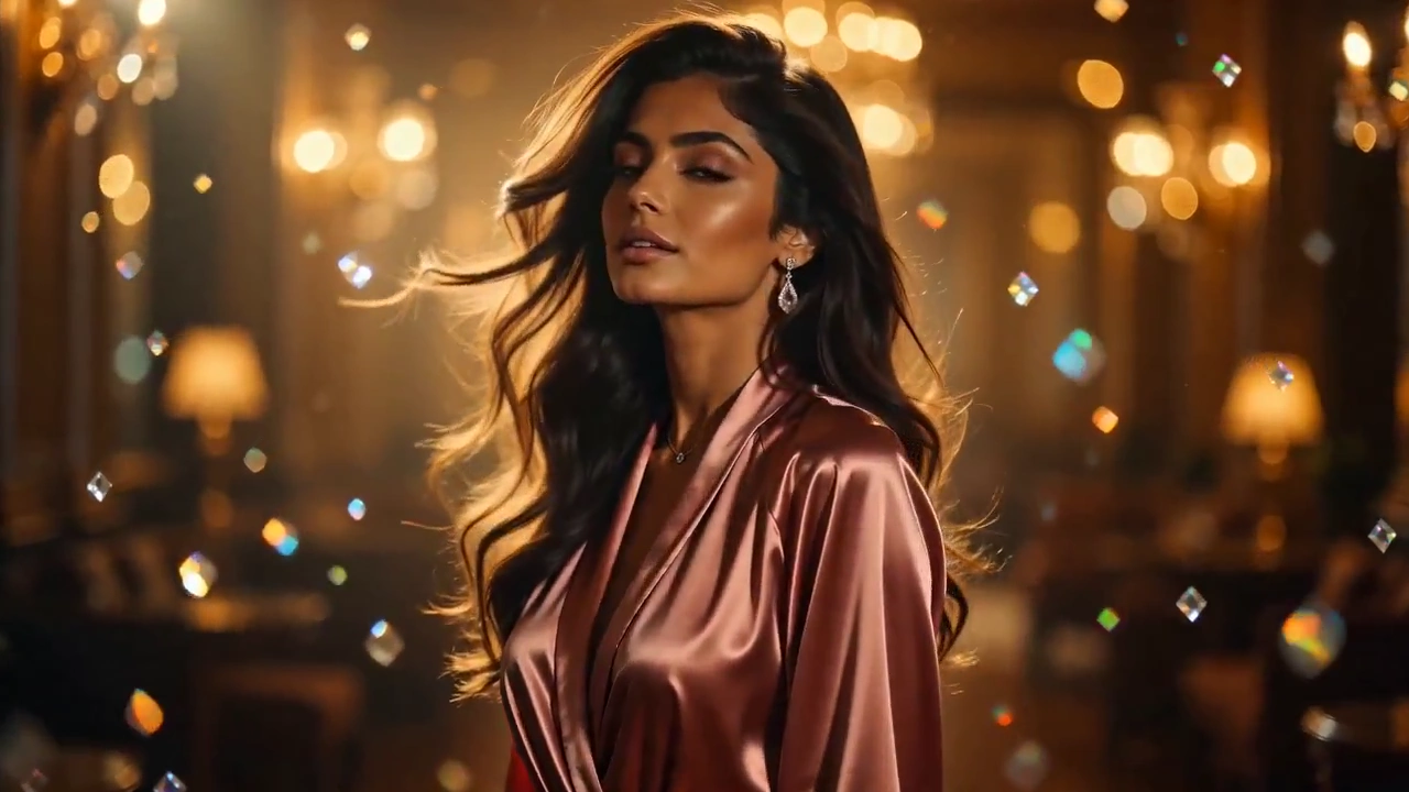 Golden Hour Glamour: Dark-Haired Beauty Meets the Lens
