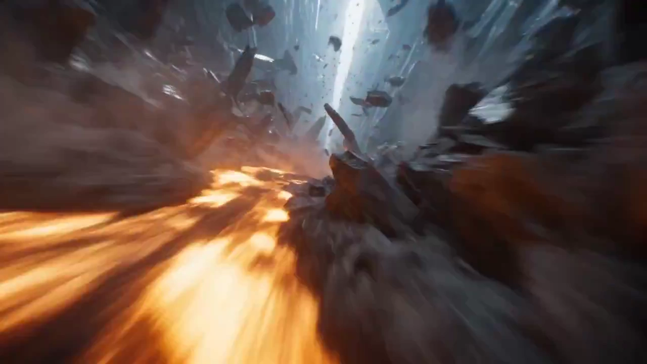Flying Through a Shard Canyon to a Kaleidoscope Portal