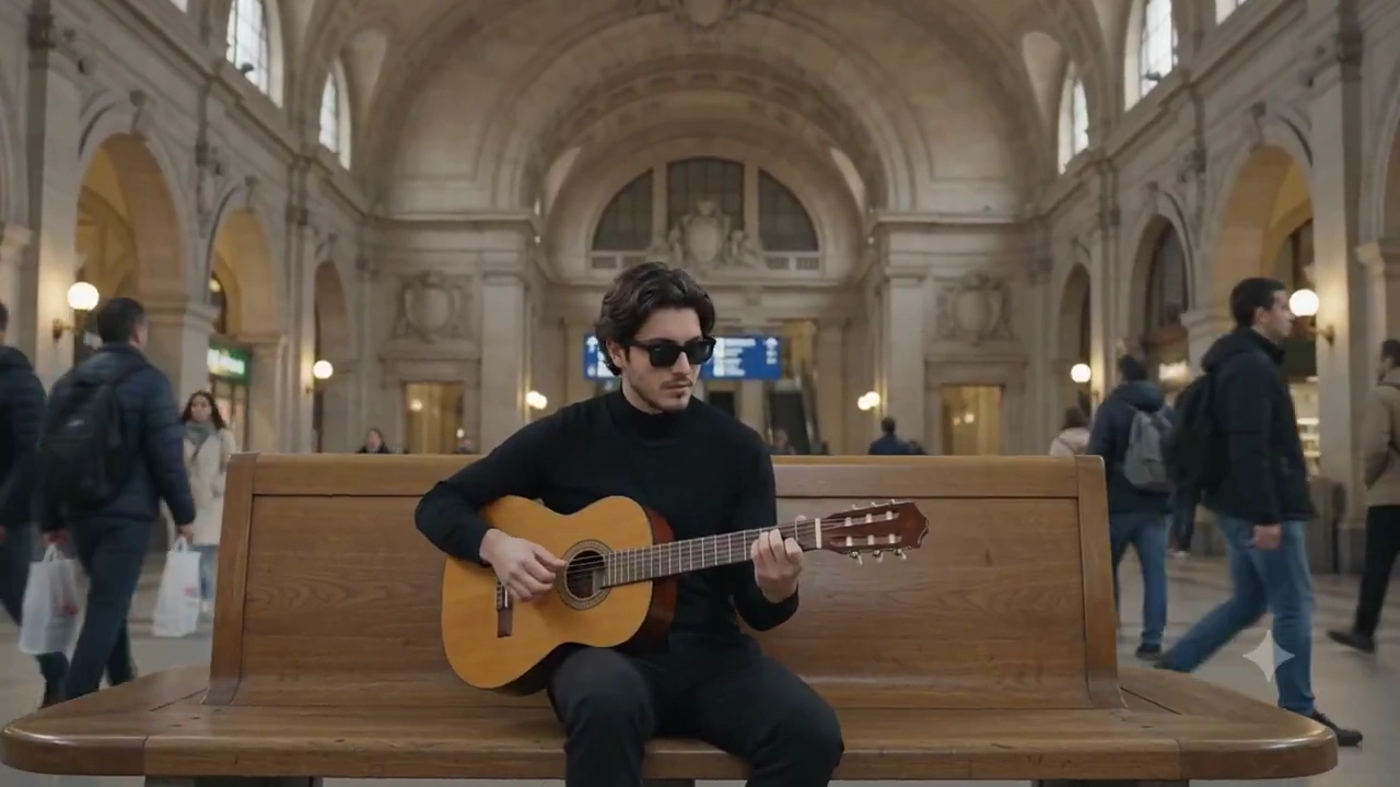 Beneath Historic Arches, a Musician Charms with Acoustic Tunes