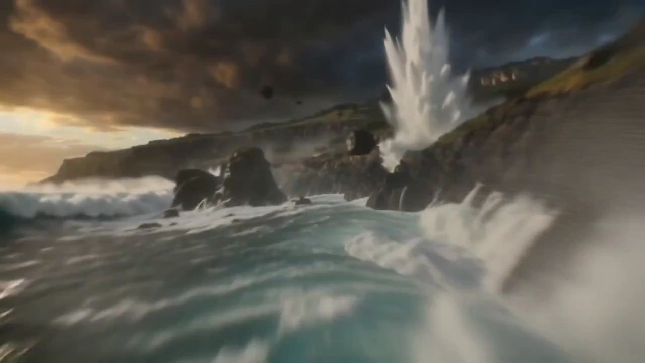 Racing Low Across Stormy Shores, a Camera Enters a Living Ocean