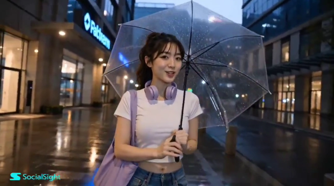 Her Nighttime Vlog Captures Rainy City Lights and Home Comfort