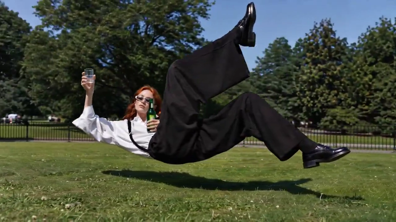 Levitation in Daylight: Sunlit Park Editorial with Anti-Gravity Grace