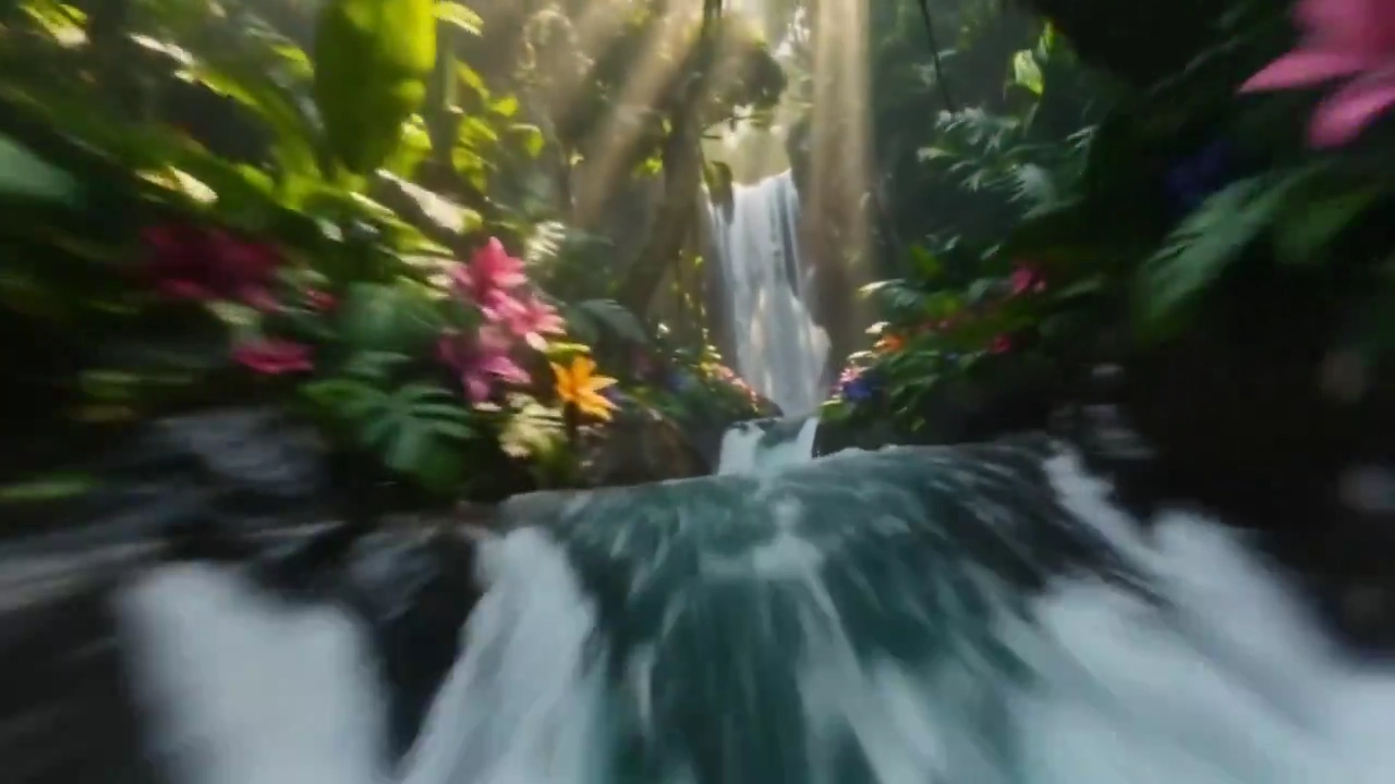 Misty Sunlight Transforms Waterfall Spray Into a Rainbow