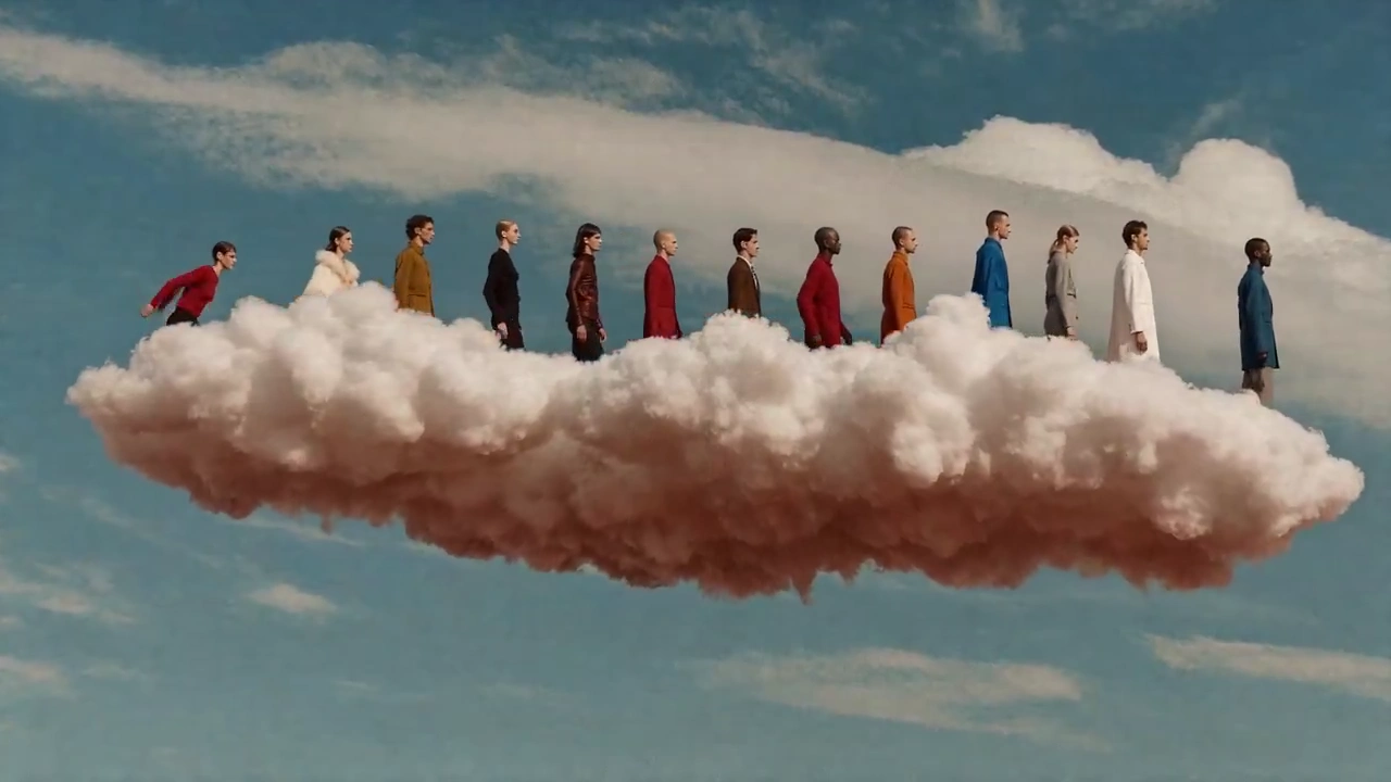 Superhero Dive from a Fluffy Cloud into the Blue