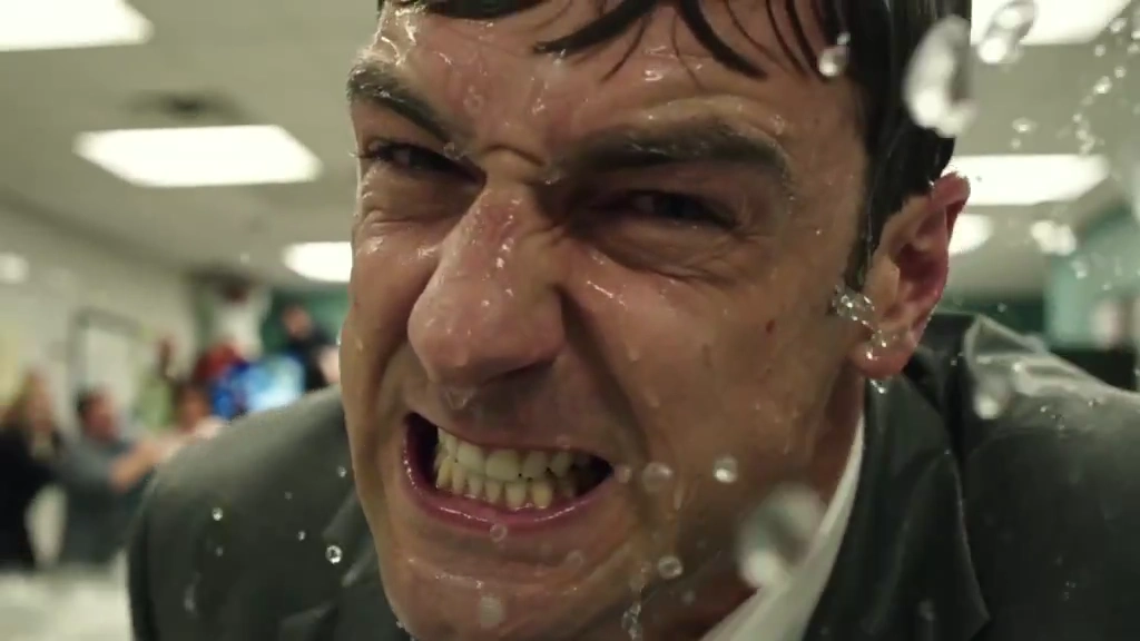 Wet Face Snarls Through Suspended Water Droplets in Crisis