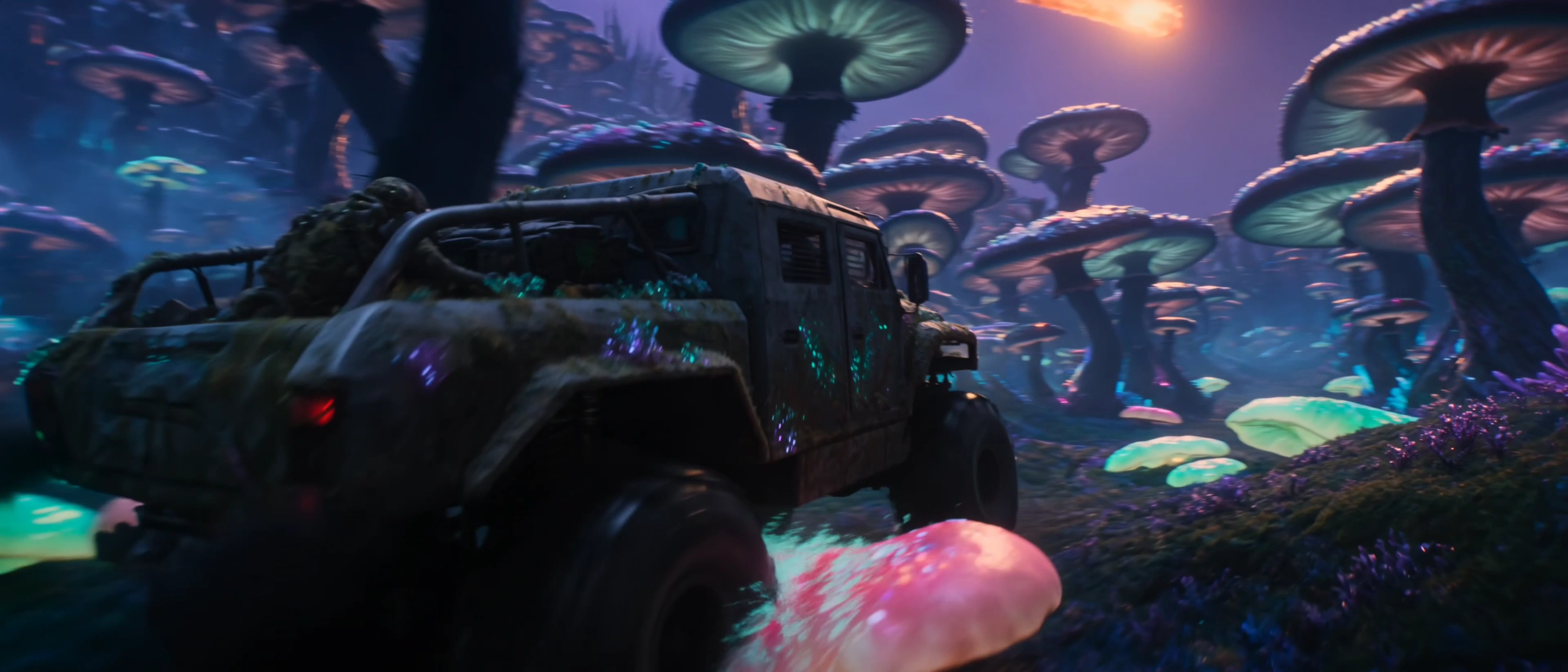Orbital Wreckage Rains Fire Over Bioluminescent Alien Plain