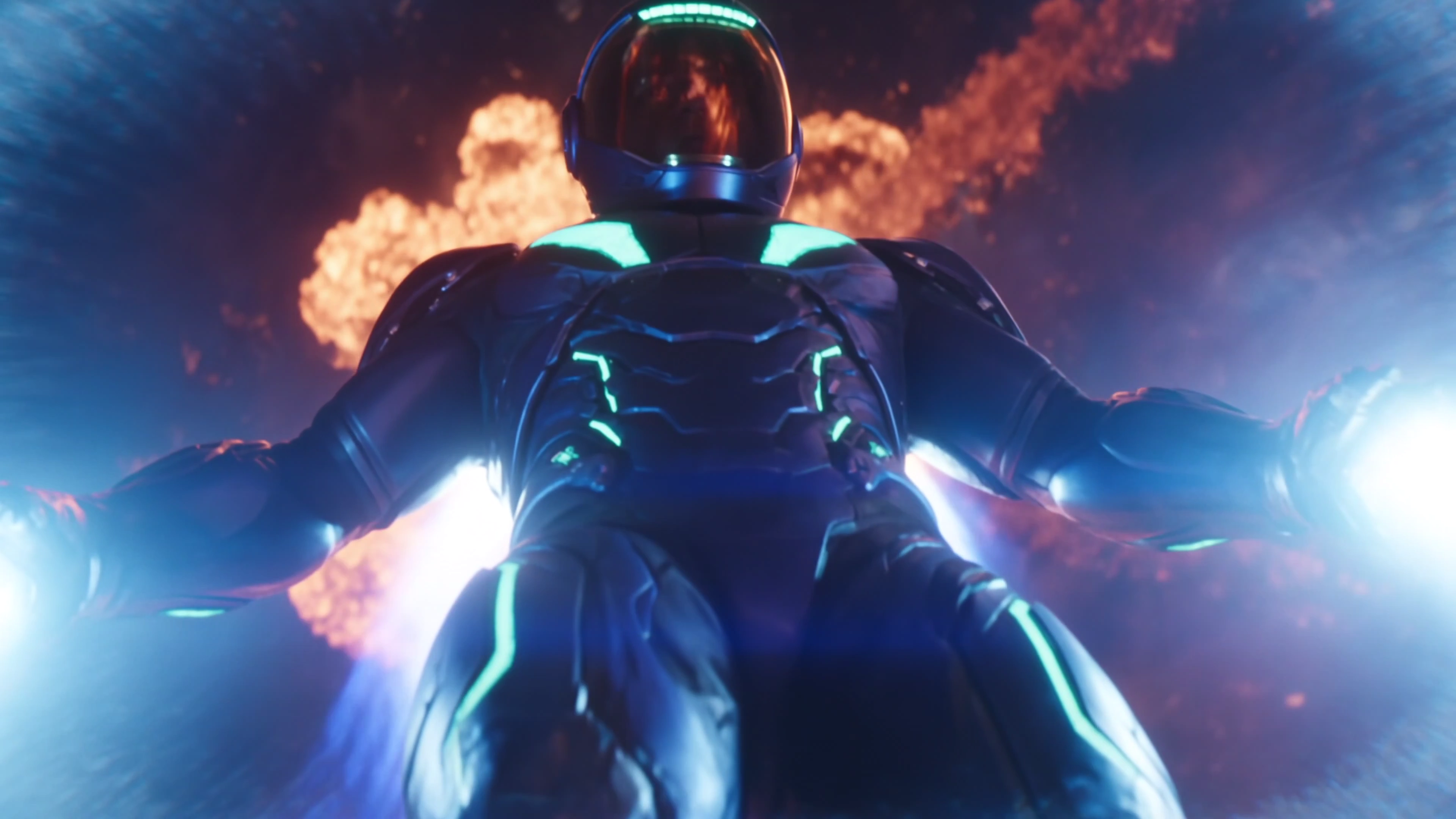 Exosuit Shield Flares as Alien Dreadnought Detonates in Space