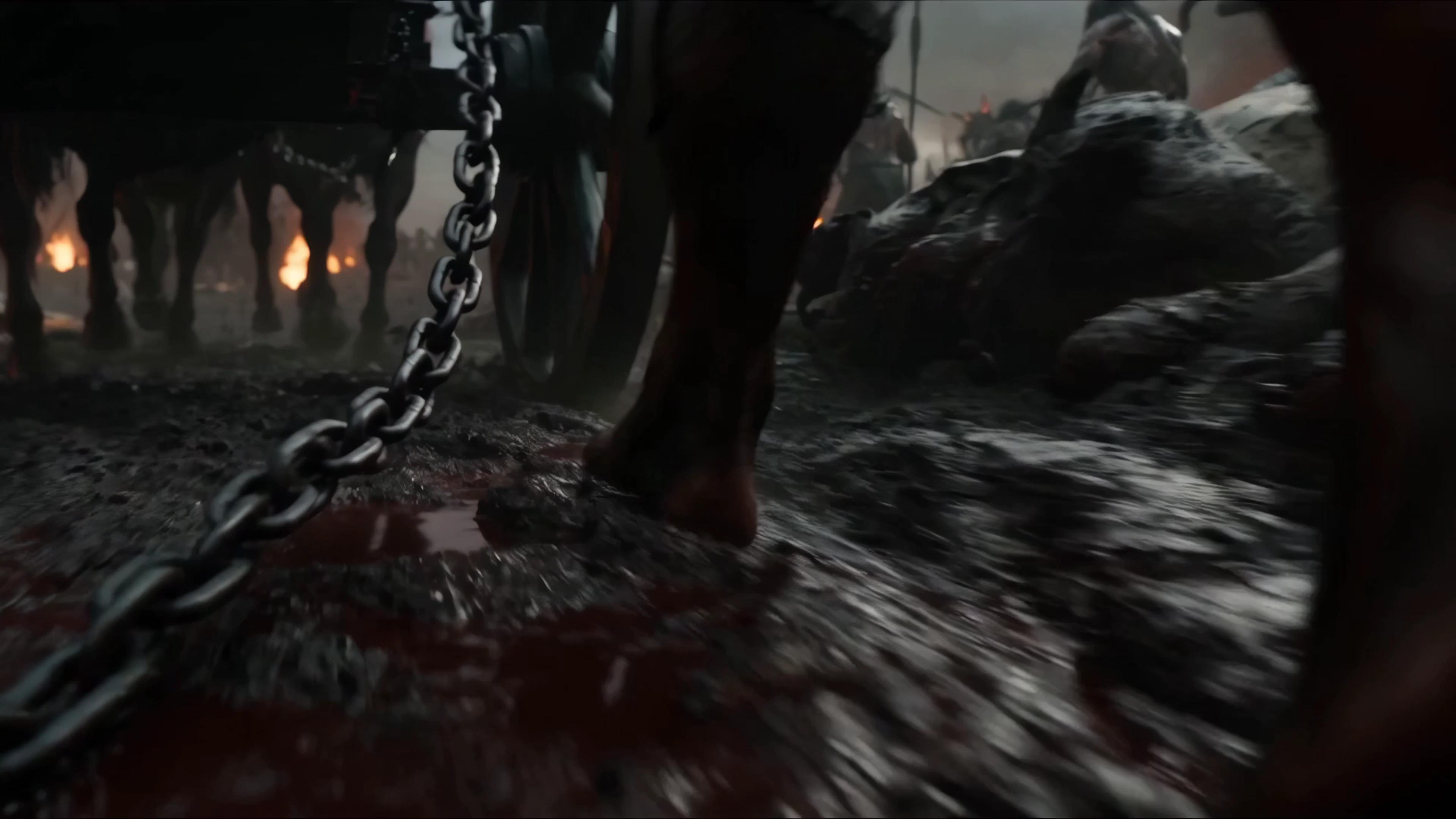 Black Iron Chariot Carries a Warrior Whose Armor Explodes Into Horns