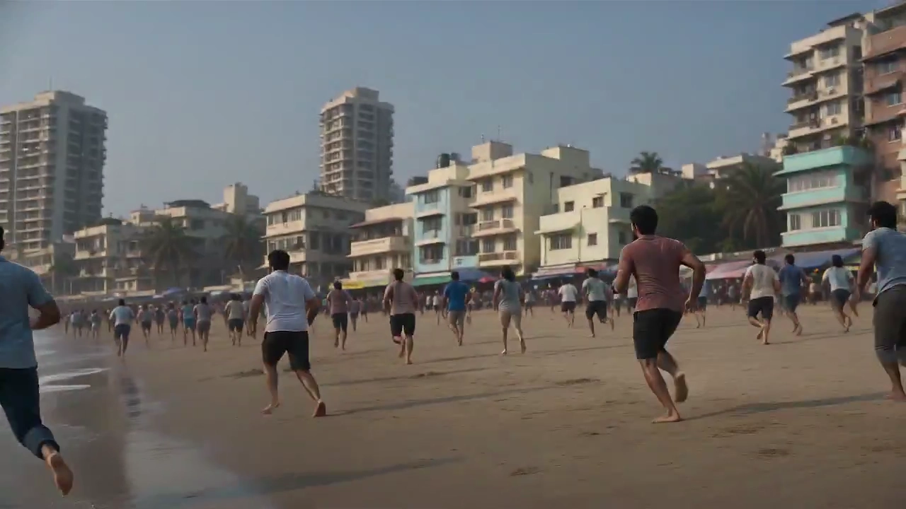 Frantic Friends Evacuate Mumbai Shoreline to Higher Ground