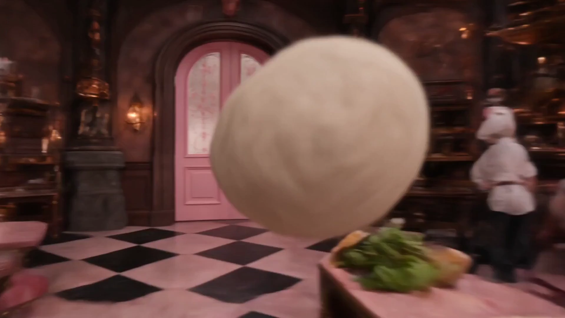 Crystal Tiles and Flying Dough in a Surreal Castle Pizzeria