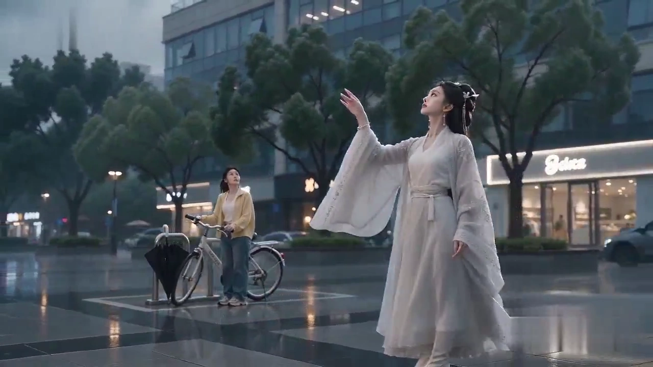 Eight Umbrellas Lift a Proud Cultivator into the Sky