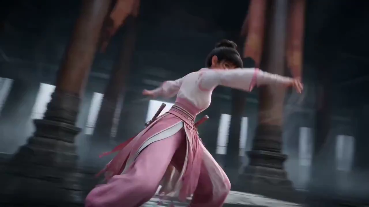 Solitary Kung Fu Master Spins Through Temple Shadows