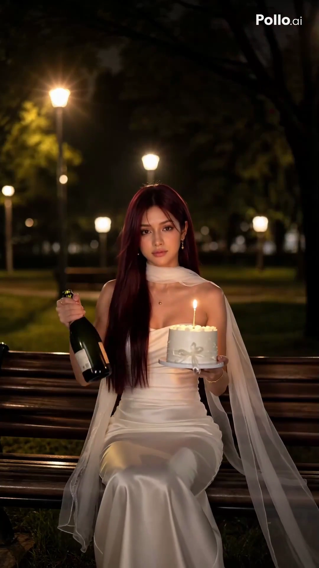 Birthday Magic: Flame and Champagne Burst Under Moonlit Trees