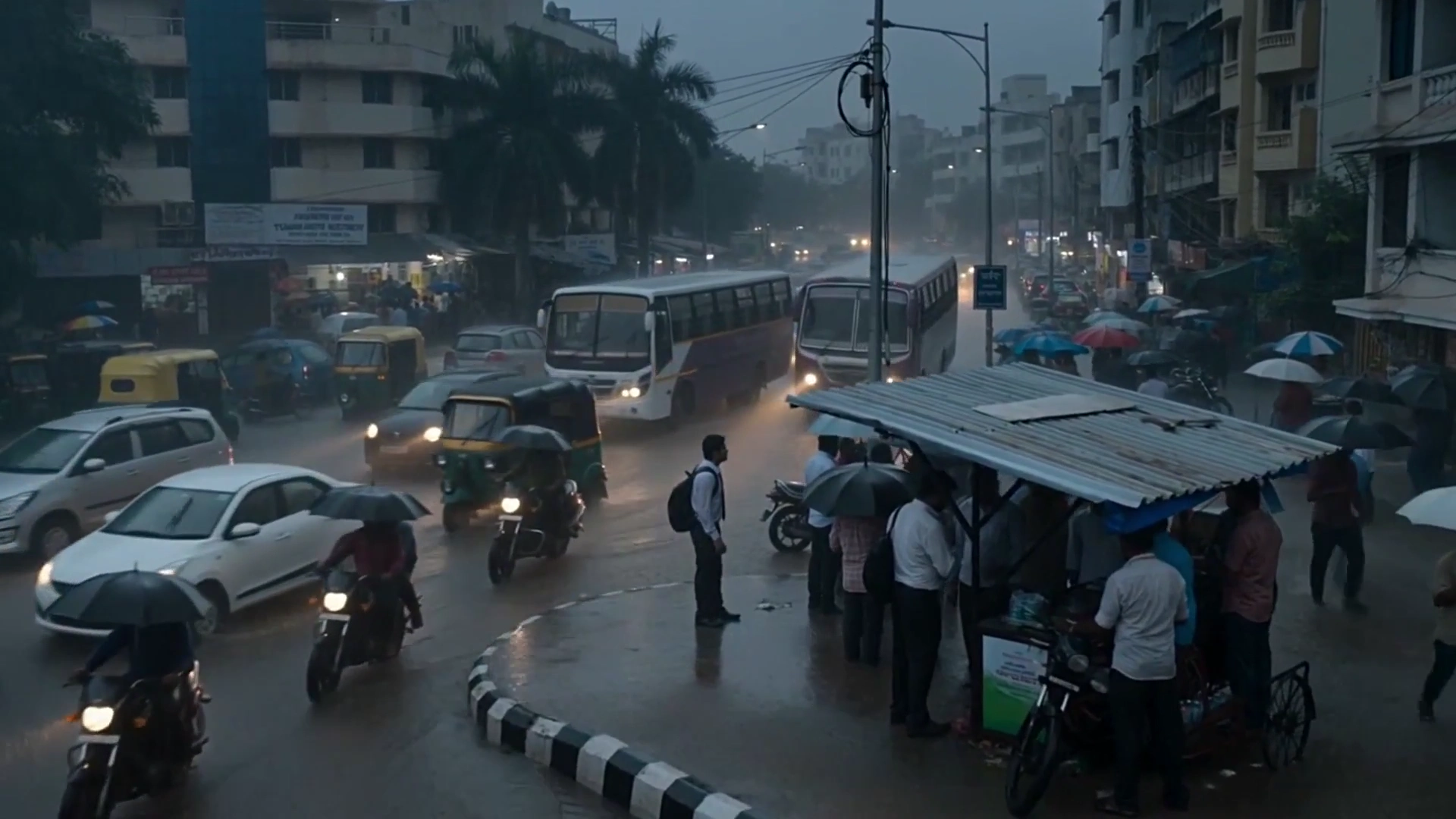 Flooded Mumbai Streets: A Stranded Worker and Driver's Shared Struggle