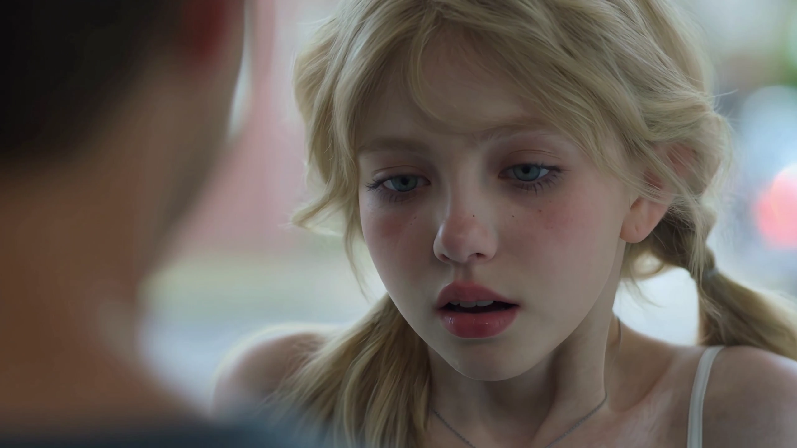 Crying Girl's Emotional Goodbye Filmed from Behind His Shoulder