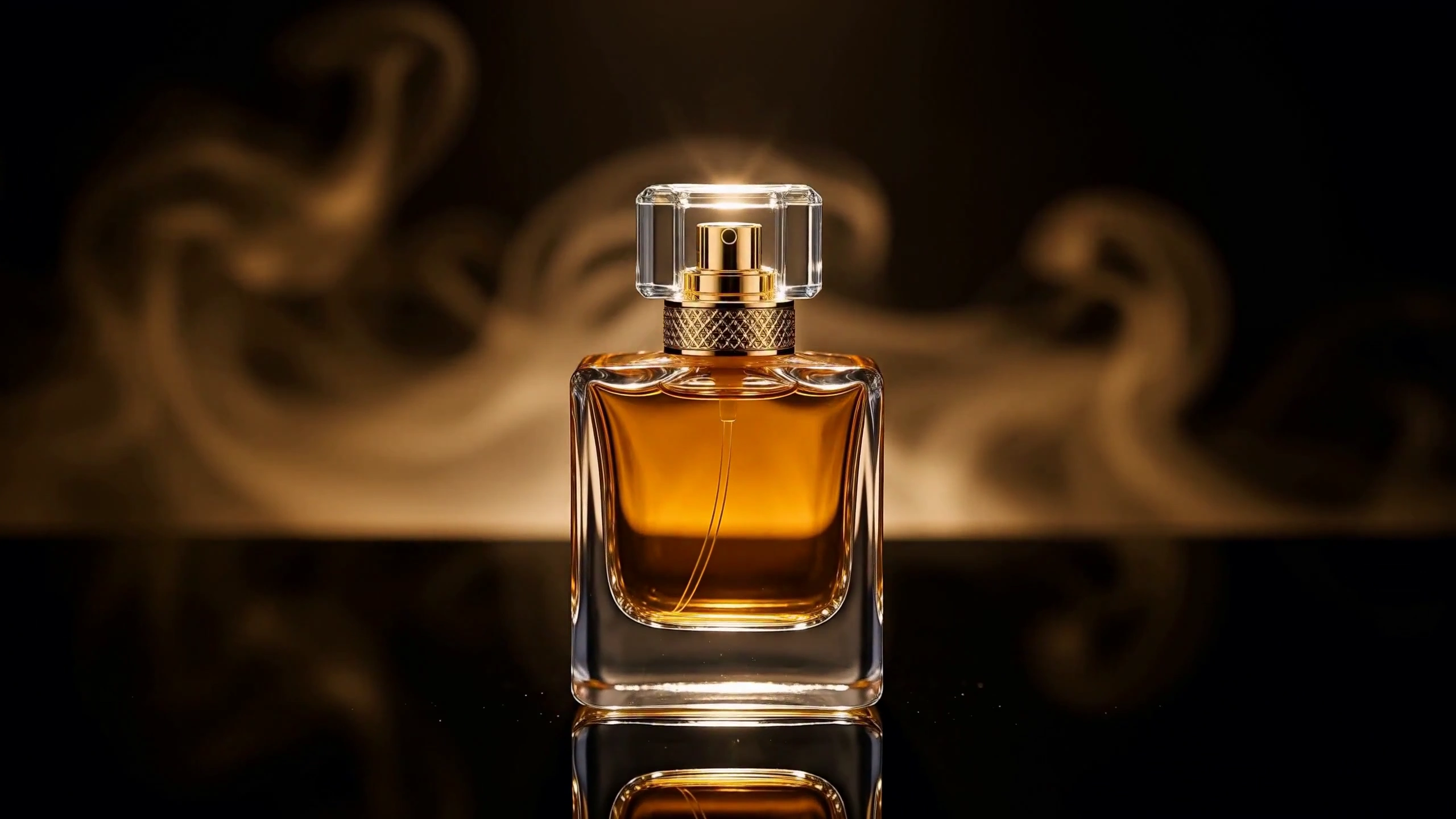 Amber Haze Falls on a Perfume Bottle and Silken Gown