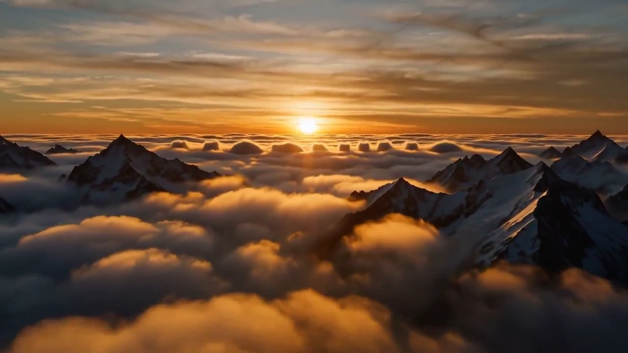 Mountain Peaks at Dawn Watch Clouds Spell MORNING in Sky