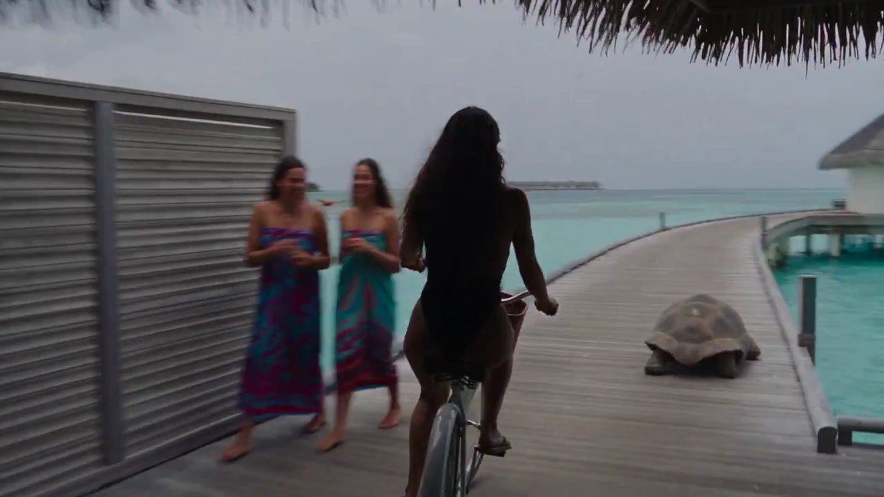 Handheld Shot Follows Rider Through Wildlife-Filled Island Path