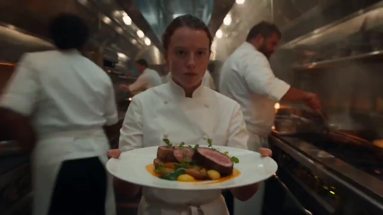 Floating Dish Mesmerizes Staff Before Perfectly Landing on Plate