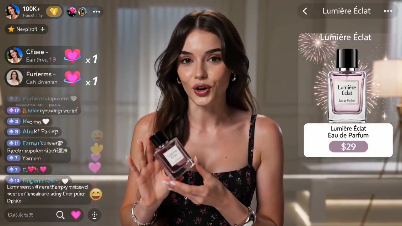Lively Livestream Host Pitches Elegant Perfume with Special Deal