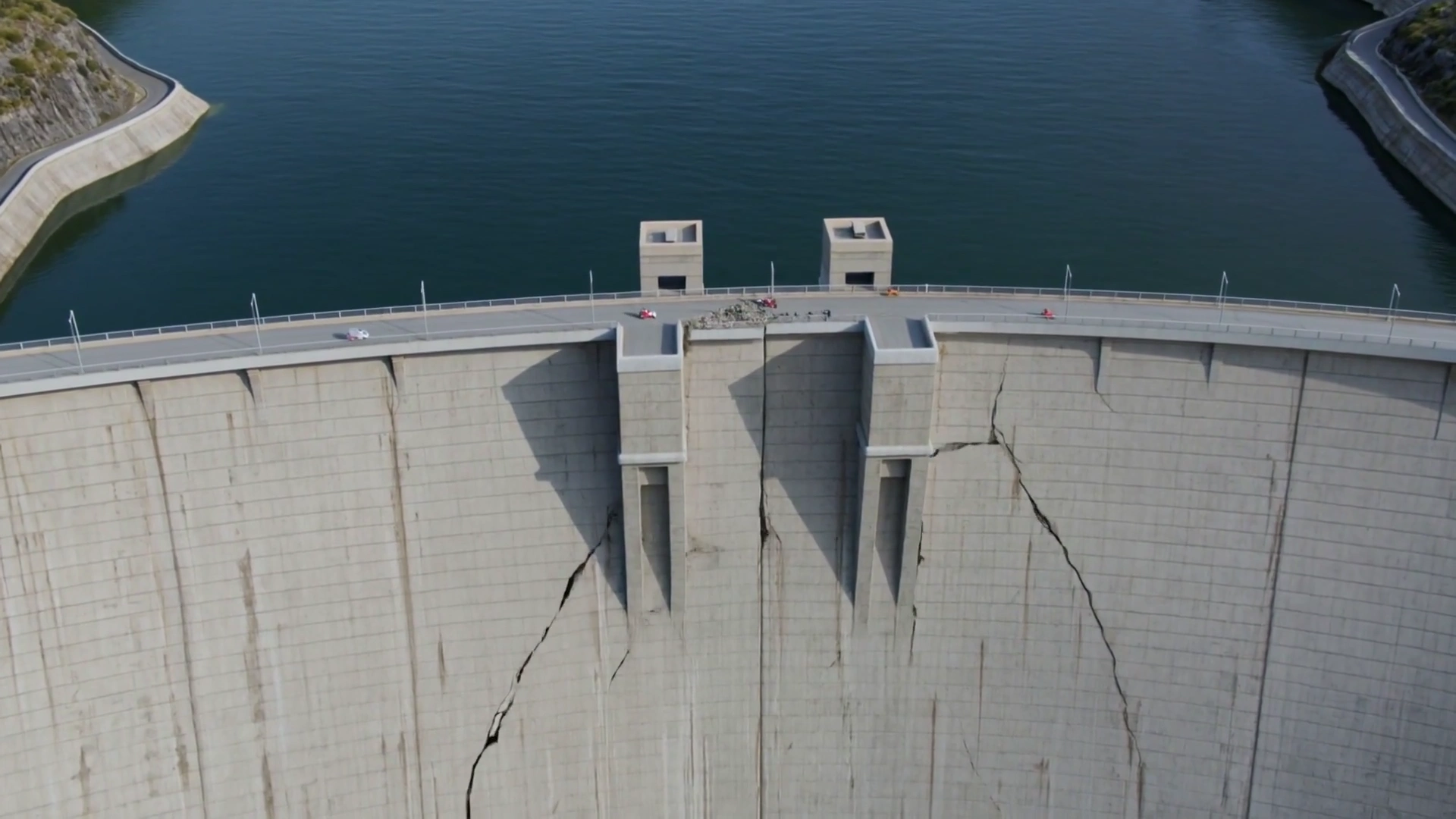 Catastrophic Flood Engulfs a Valley as the Dam Gives Way