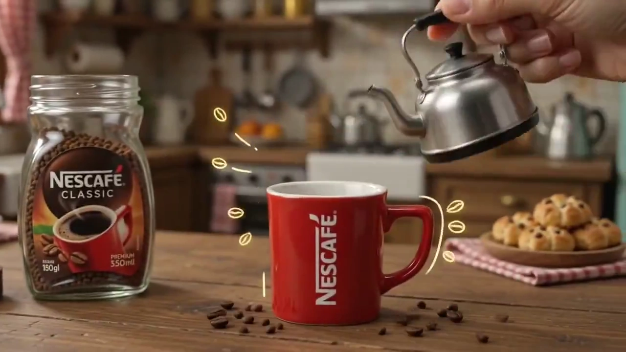 Warm 2D Spot Celebrates Coffee Moments from Jar to Shared Mugs