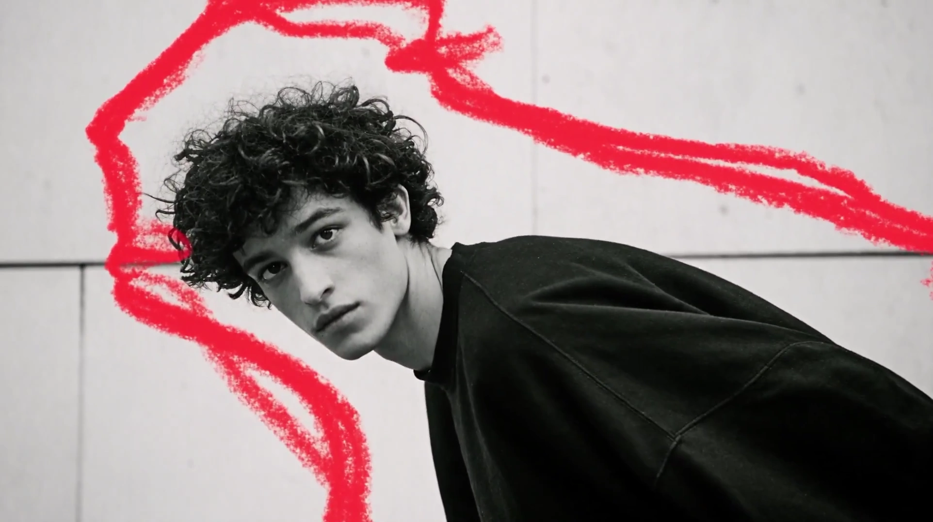 Black and White Streetwear Model Loops with Red Chalk Outline