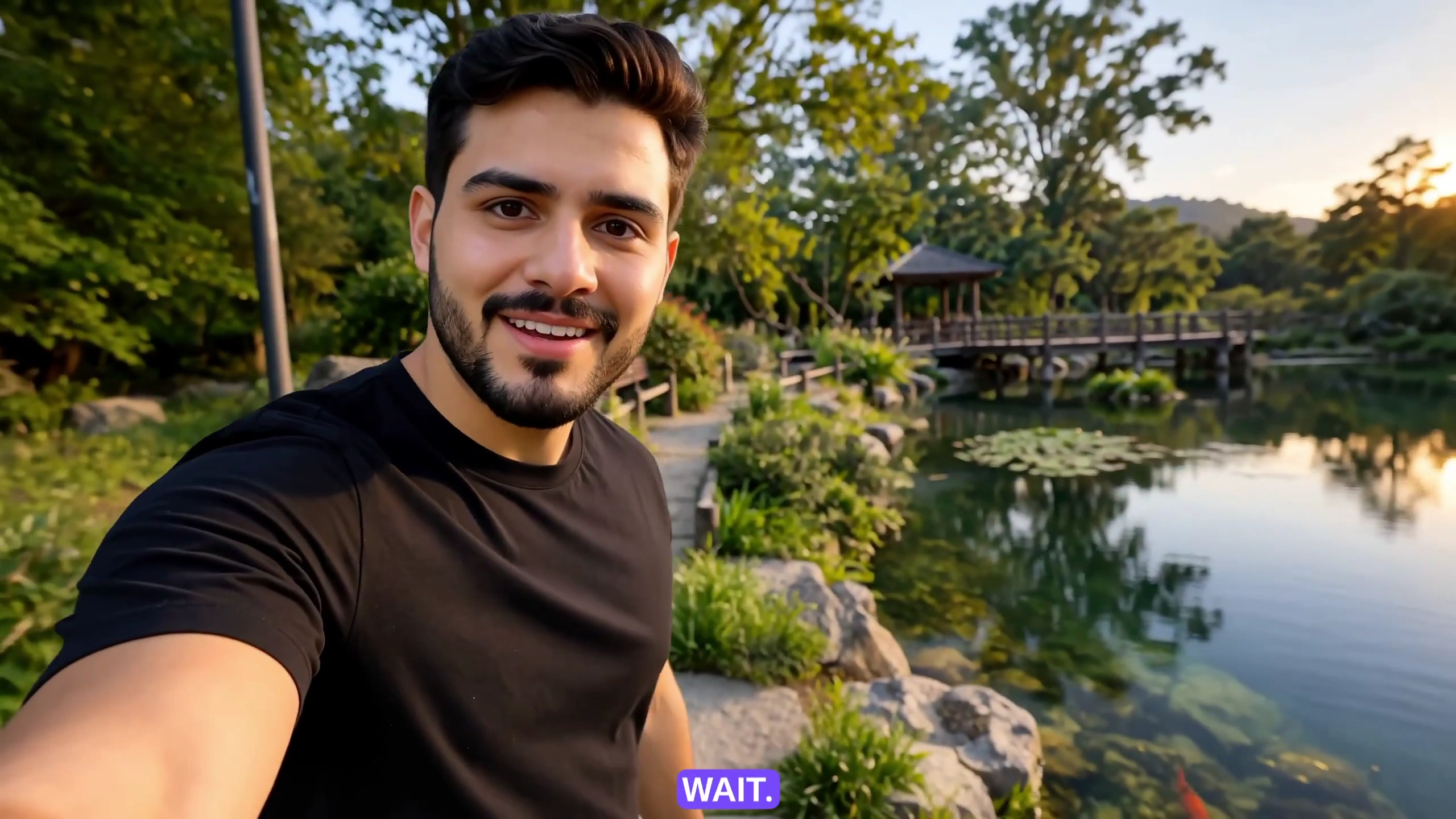 Golden Hour Pond Vlog Captures Vivid Fish Beneath Shimmering Water