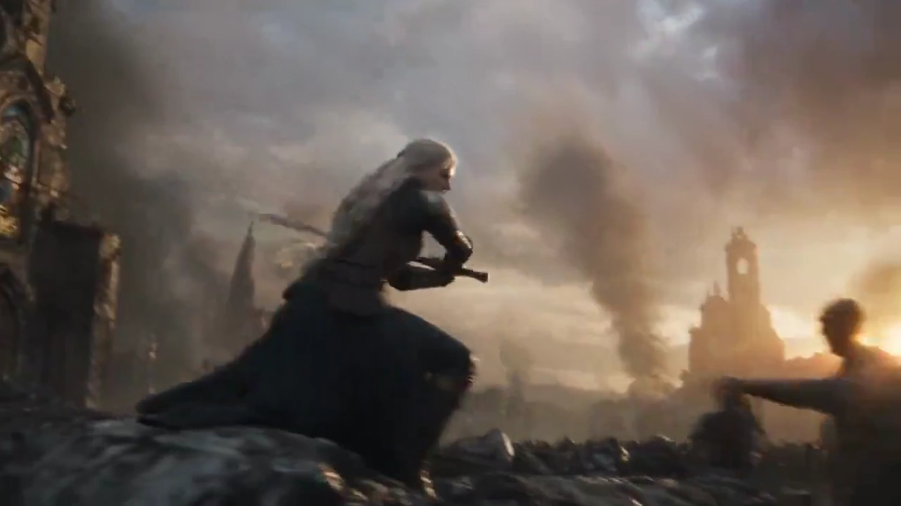 Lone Swordswoman Stands Against Thousand-Strong Army in Golden Sunset Ruins