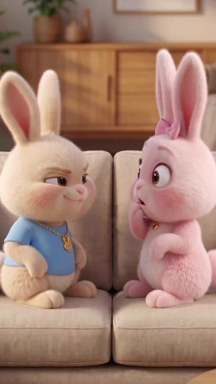 Adorable Baby Bunnies Hug Tightly After a Tender Nose Kiss