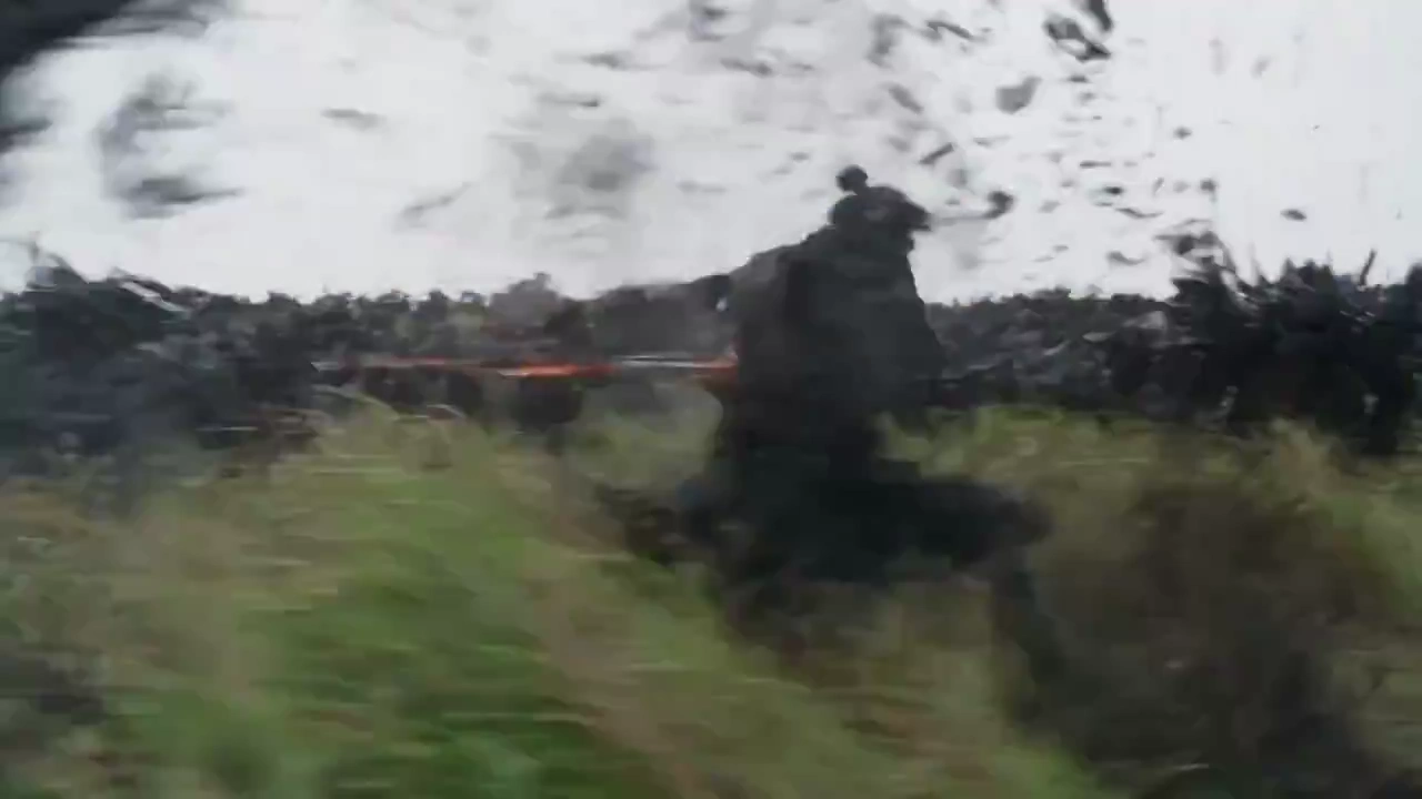 Blazing Sword Shockwave Erupts Against Charging Shadow Beast Swarm