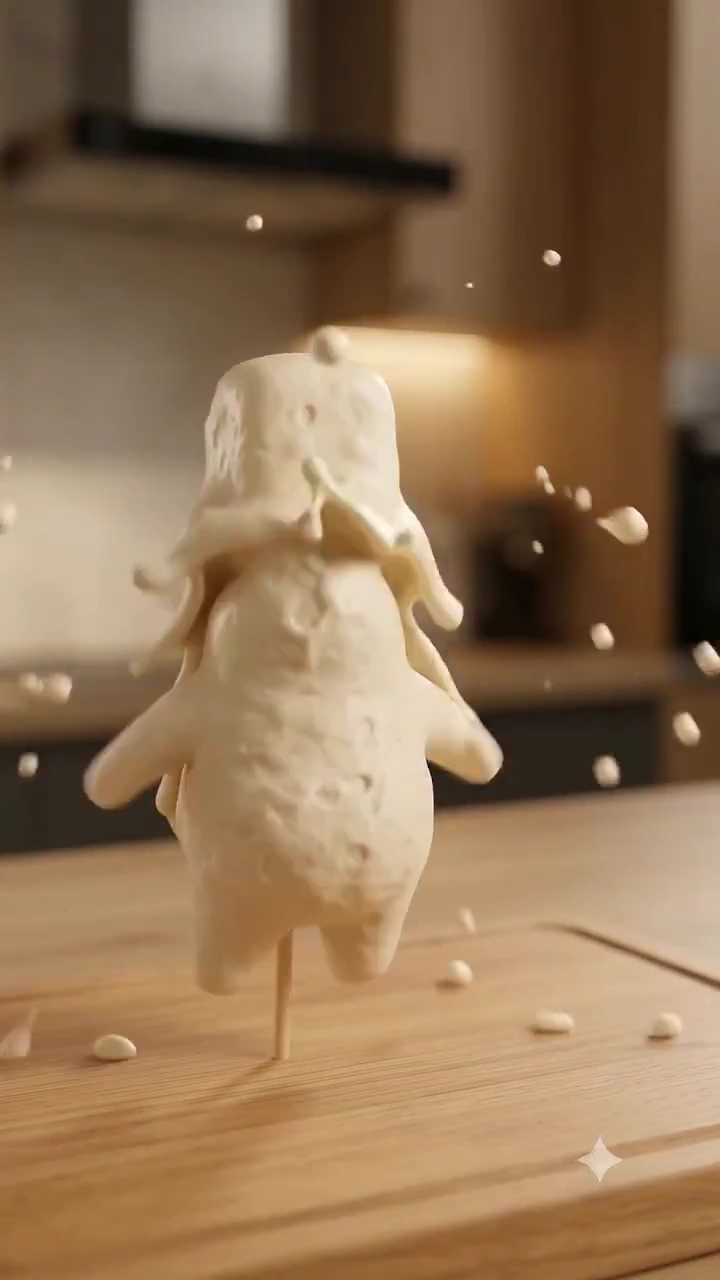 Cute Potato Character Gets Cheesy Makeover in Cozy Kitchen