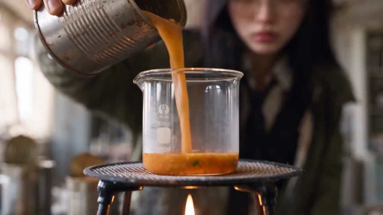 Abandoned Schoolgirl Drinks Soup as Sunlight Pierces Ruins