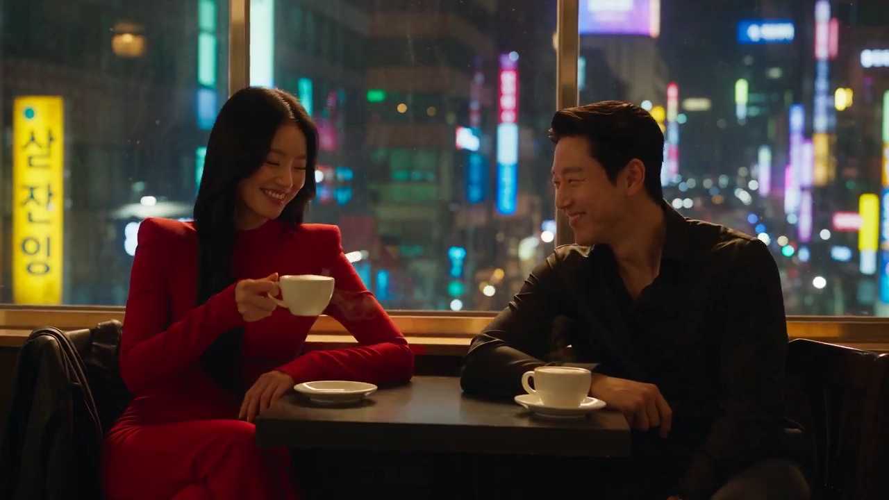 Red Dress Warrior Silences Robbers Inside Glowing Seoul Coffee Shop