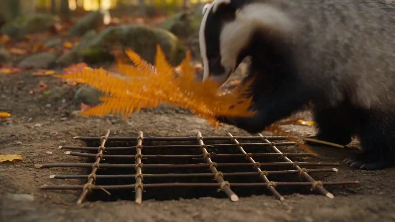 Chipmunk Defies Gravity on Fake Leaves, Badger Falls Flat
