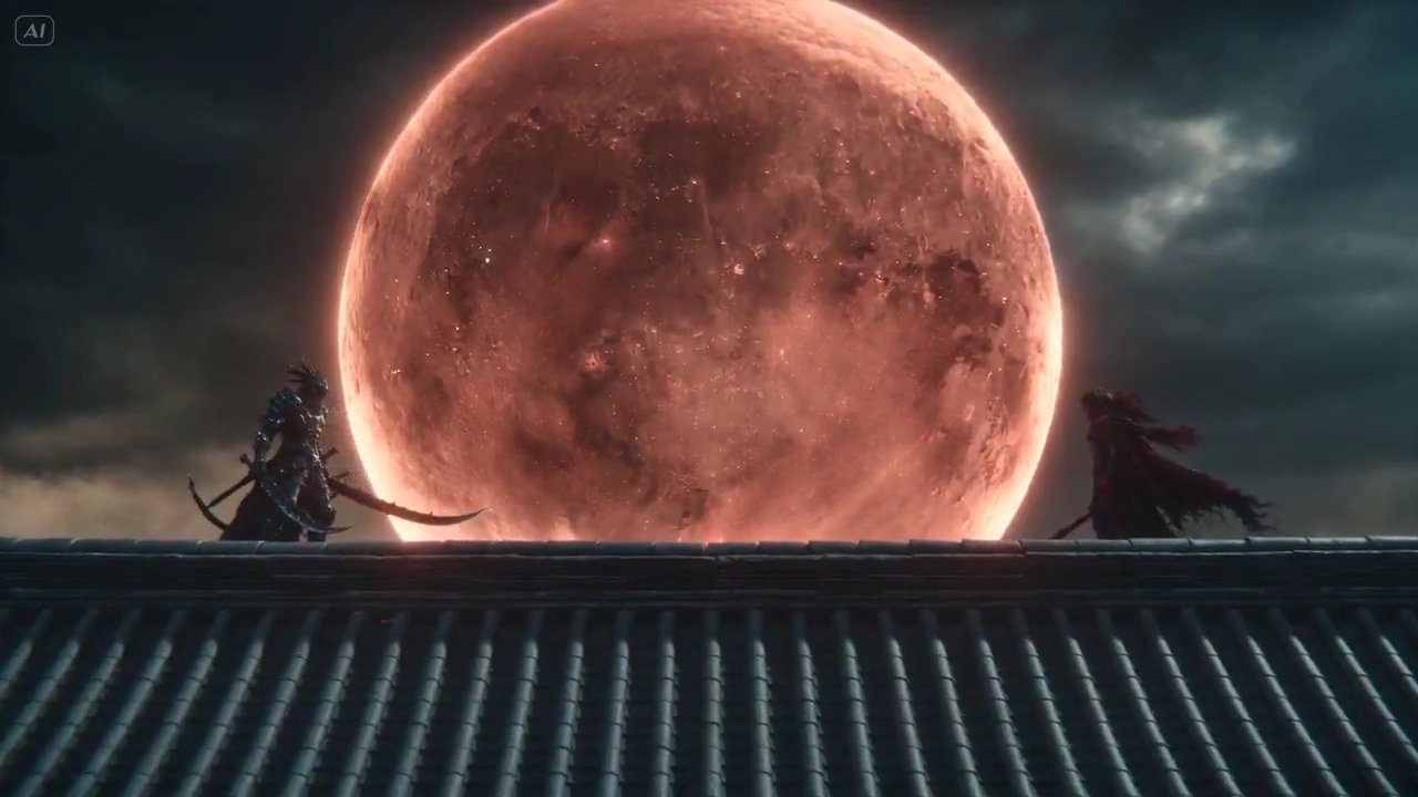 Mystical Symbols Ignite as Blade Meets Sorcery on Ancient Rooftop