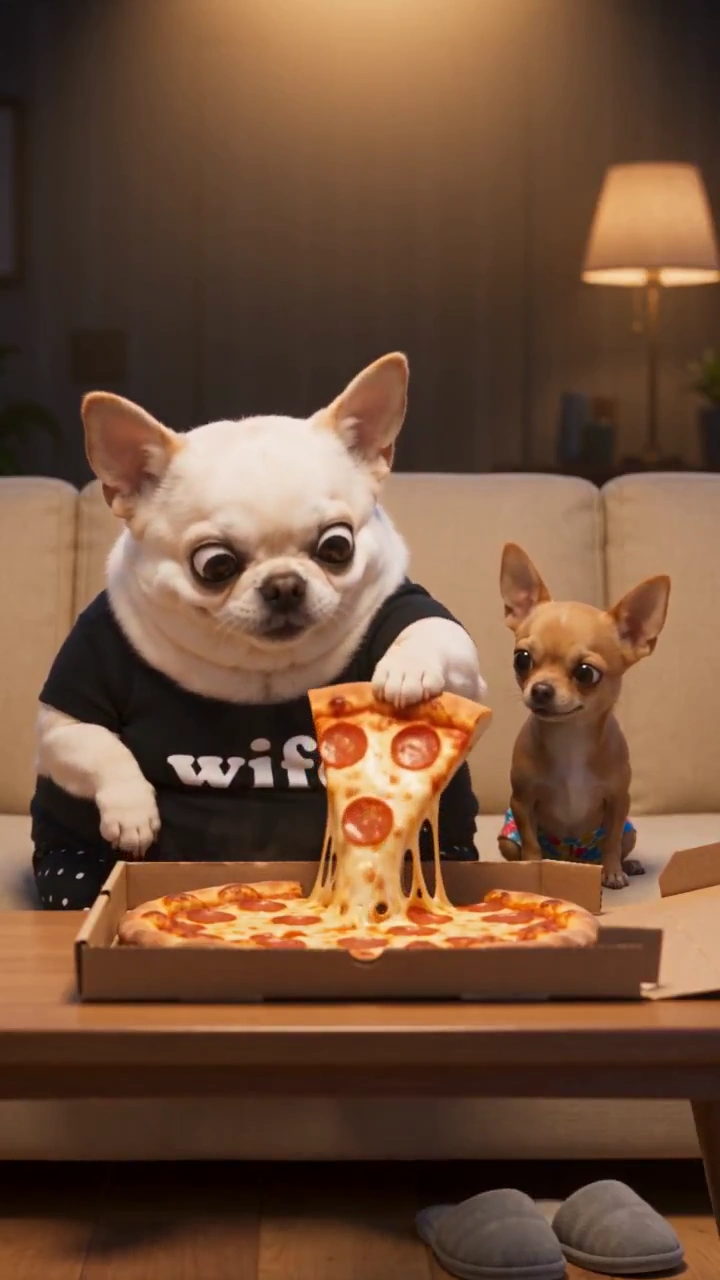 Overweight Chihuahua's Pizza Night Ends in Slow-Motion Slipper Bonk