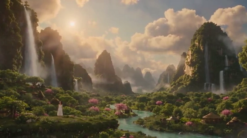 Epic Aerial Reveal Shows Tiny Figure in Endless Green Mountain Dream