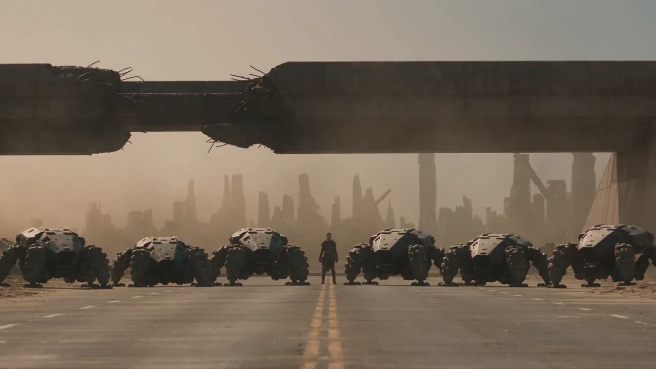 Electric Violet Shockwave Shatters Highway as Mechs Implode in Mid-Air