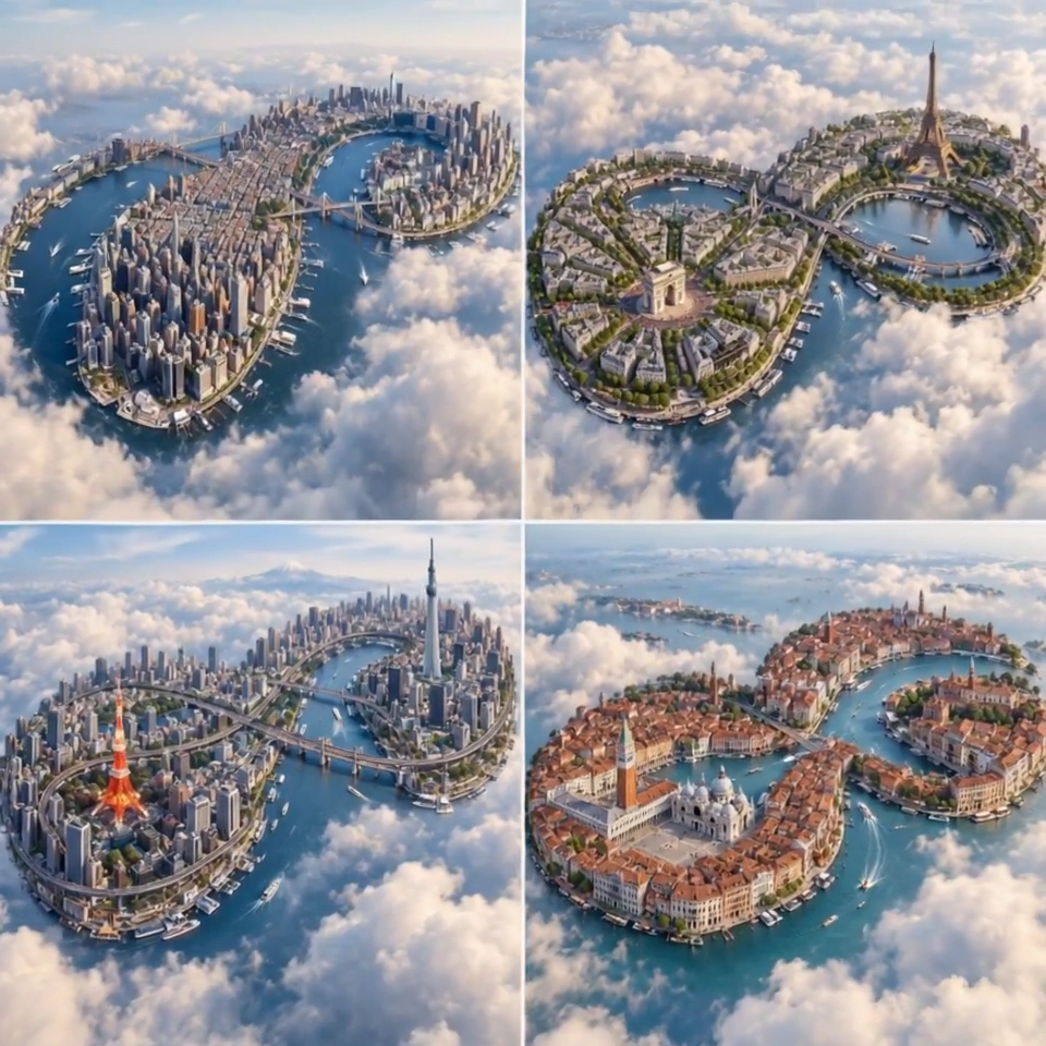 Infinite Loop Planets Reveal Real City Geography in Macro Drone Shots