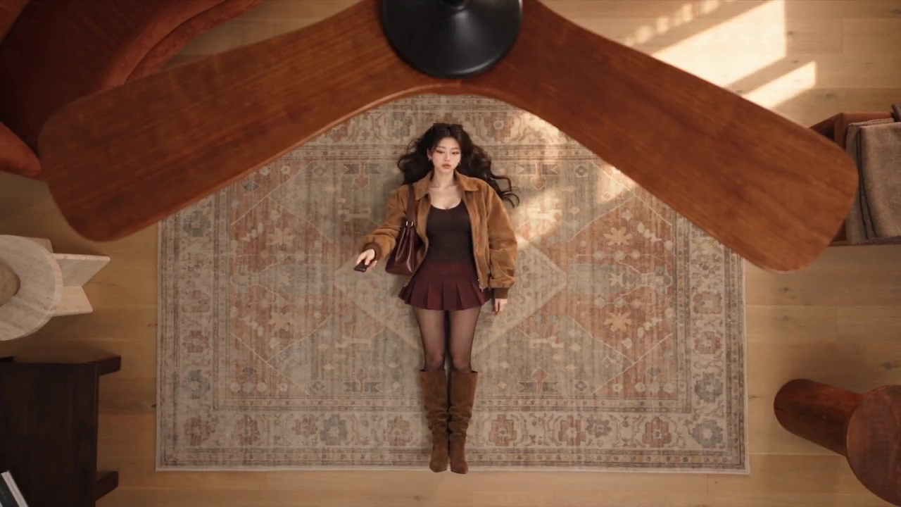 Ceiling Fan Spins to Swap Four Fall Outfits in Overhead Film