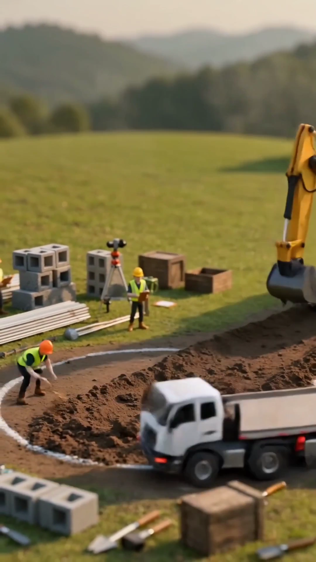 Miniature Construction Crew Raises a Magical Theme Park From Scratch