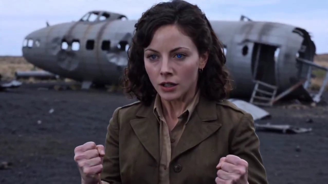 Blue Energy Erupts as Woman Battles Beast in Wreckage