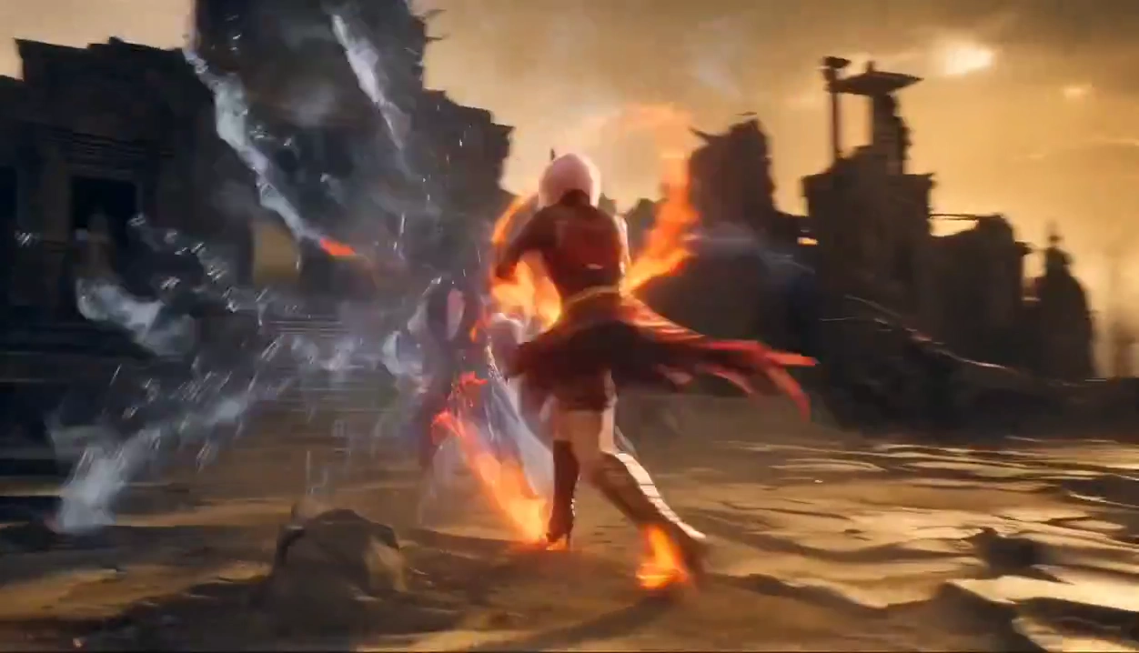 Ice and Flame Collide as Two Elemental Warriors Clash in Ruins