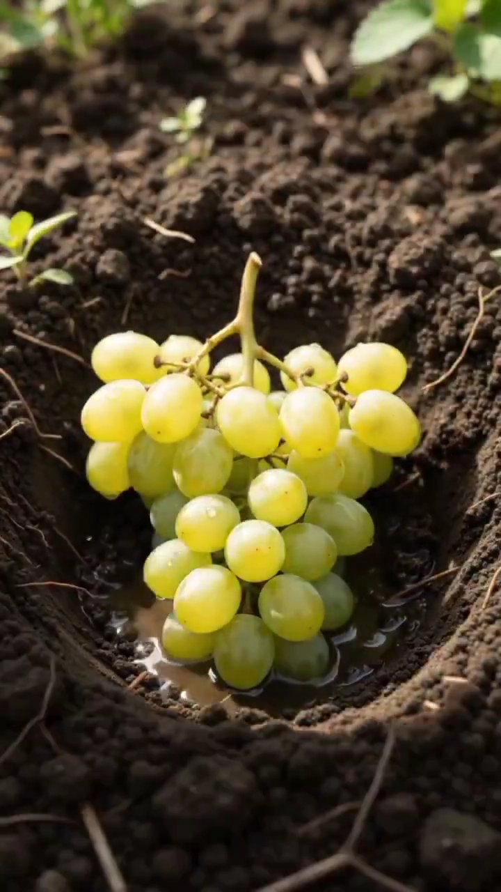 Watch Green Vines Climb Wooden Supports as Grape Bunches Ripen