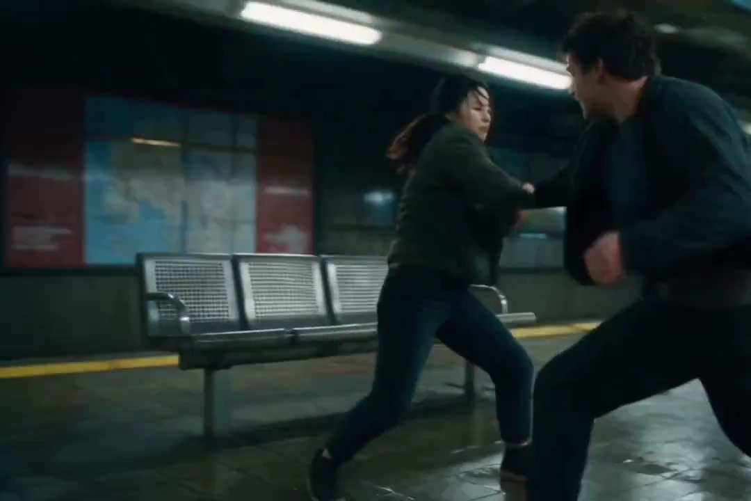 Silver Train Watches as Fighter Ends Brawl in Underground Station