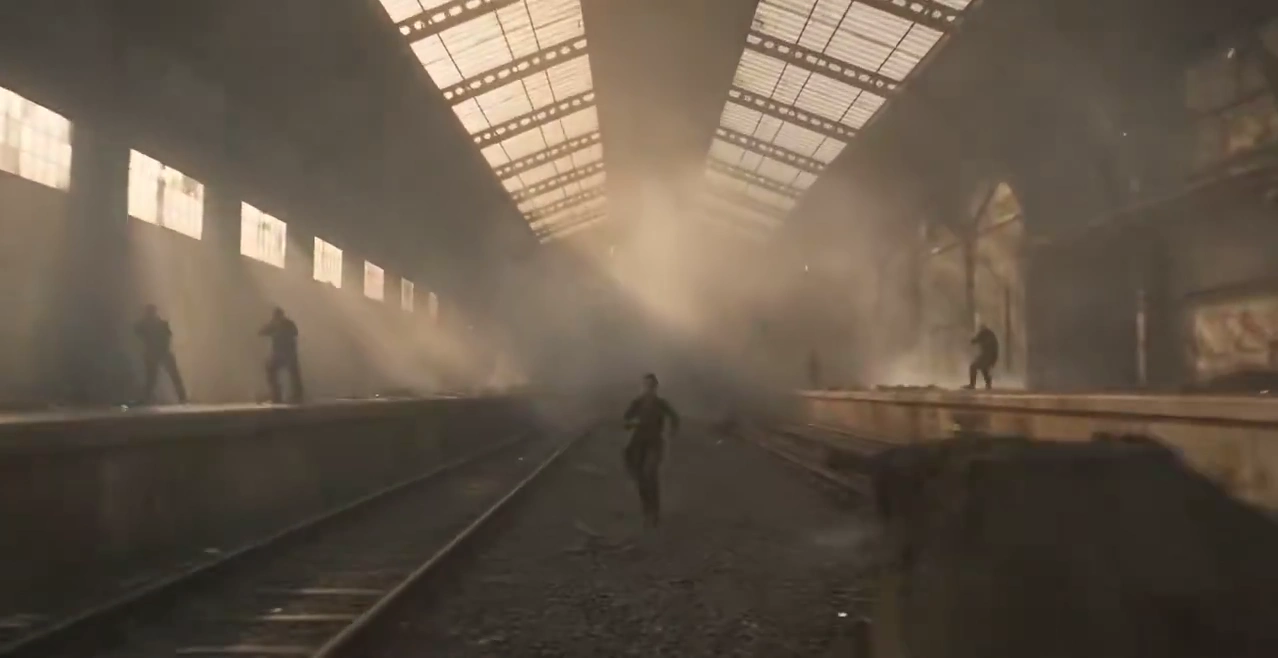 Tactical Woman Races Dawn Tracks as Armed Enemies Close in Fast