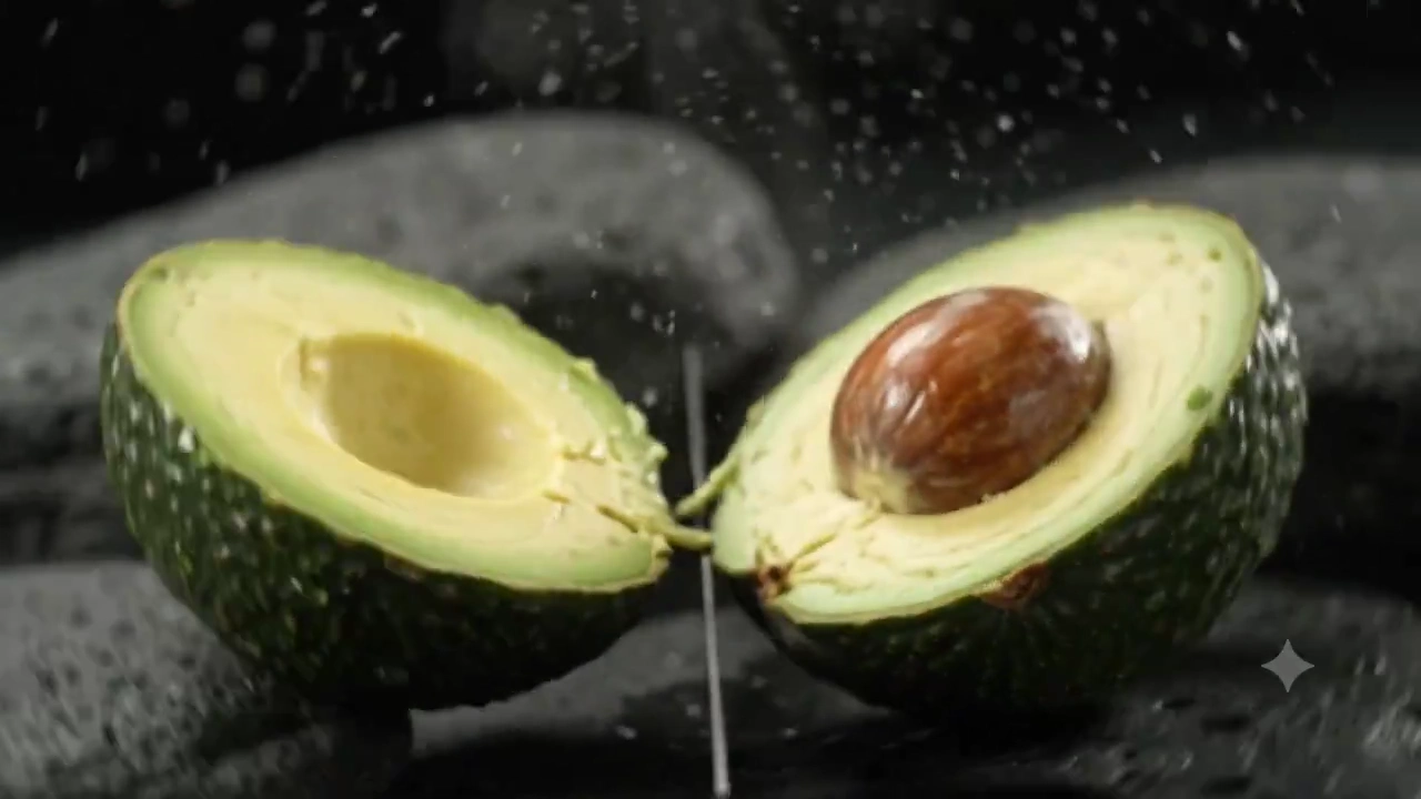 At dawn on volcanic stone, an avocado transforms into silken gelato